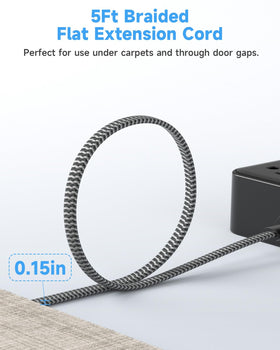 Waksmart PD45W braided cord extends reach under furniture for flexible placement.