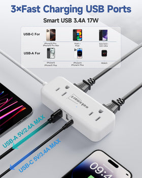 Waksmart USB-A ports with smart charging detect devices for optimal speed.