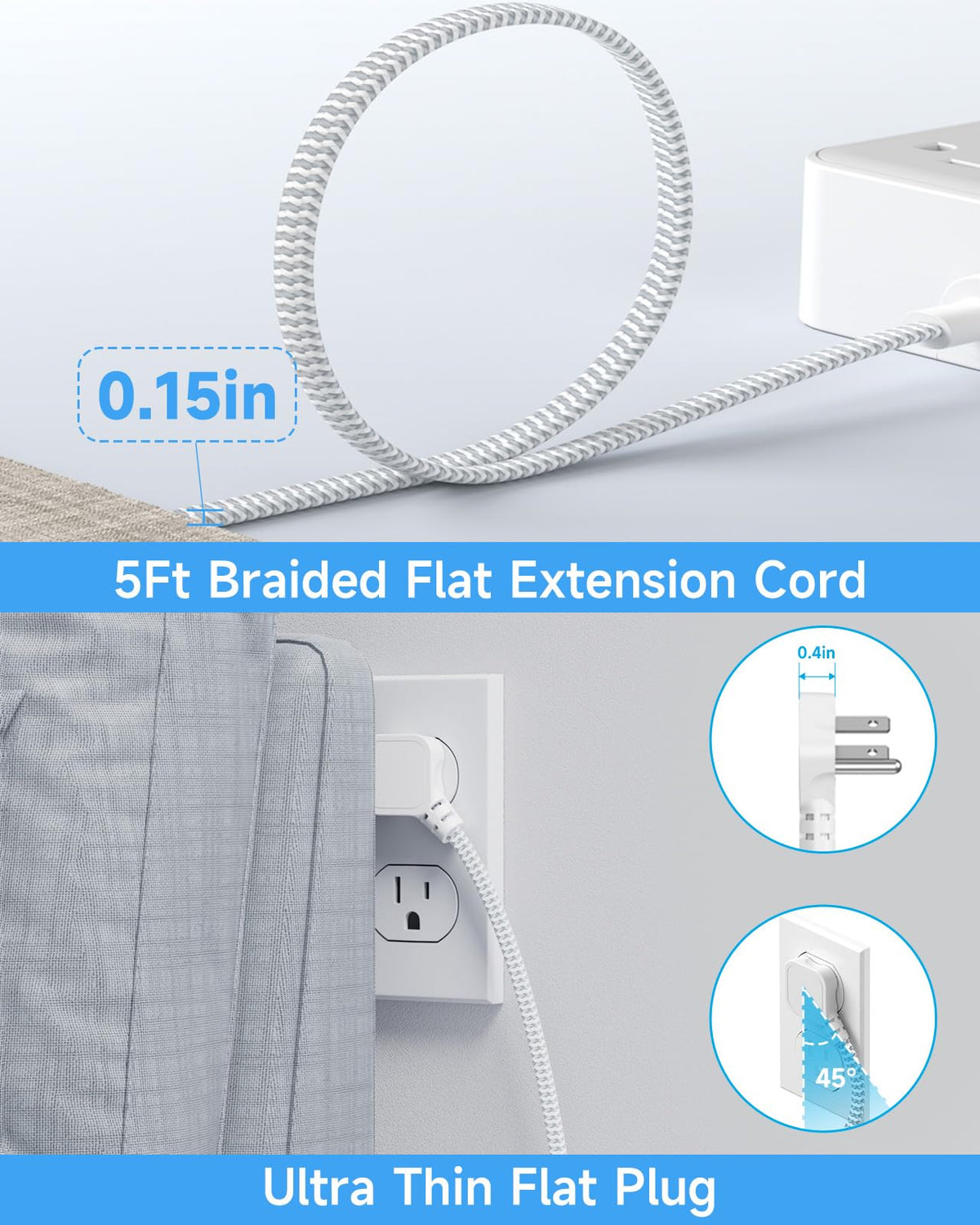 Waksmart right-angle plug setup for easy placement behind couch or TV stand