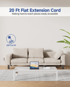Waksmart ultra-thin flat plug tucked behind furniture for space-saving outlets.