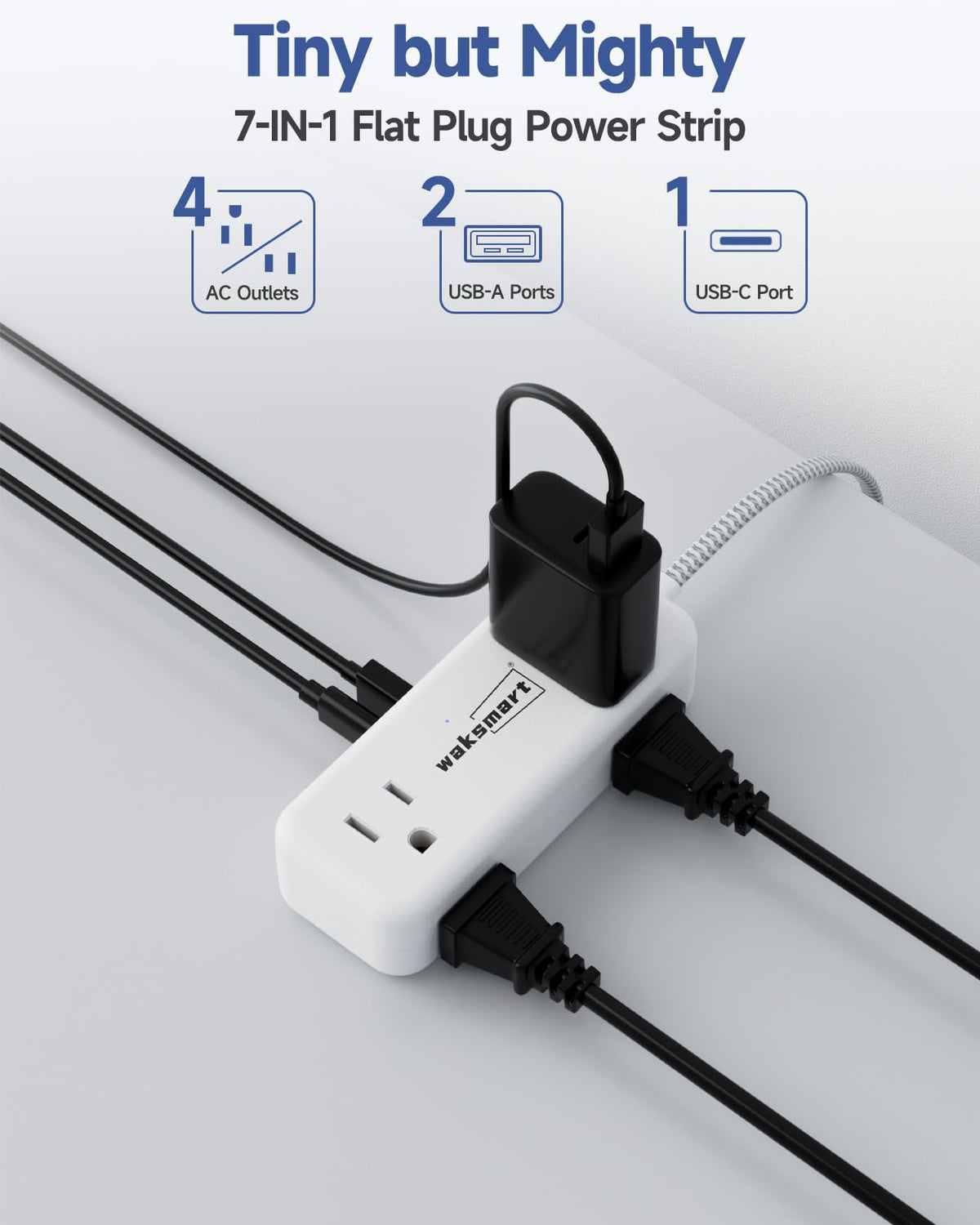 Waksmart USB-C fast charging port powers phones and tablets efficiently.
