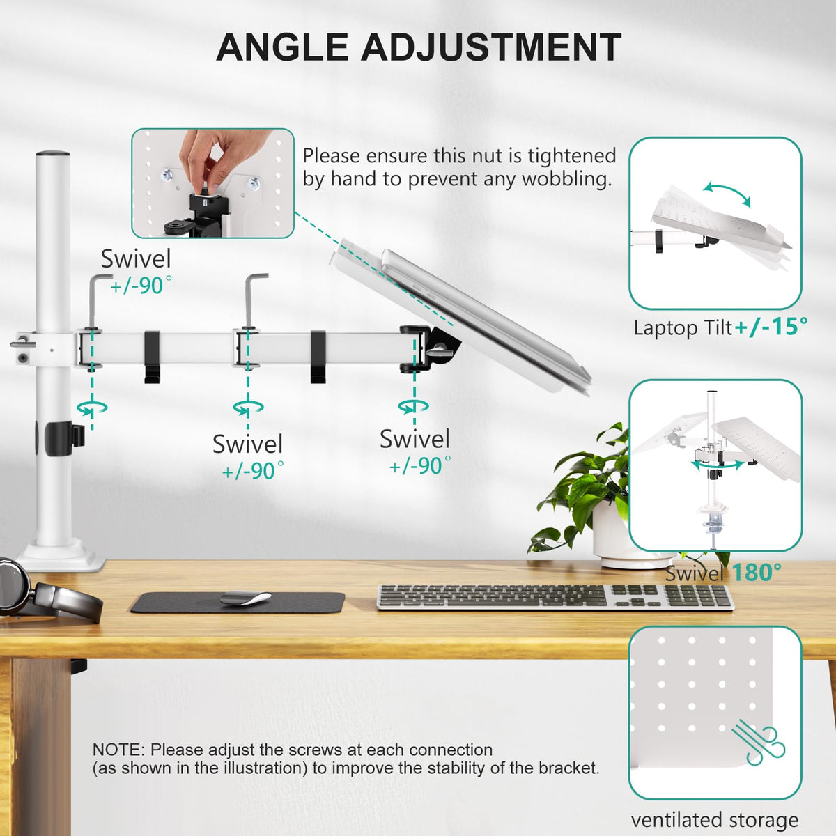 WALI arm articulation detail demonstrating smooth adjustable positions