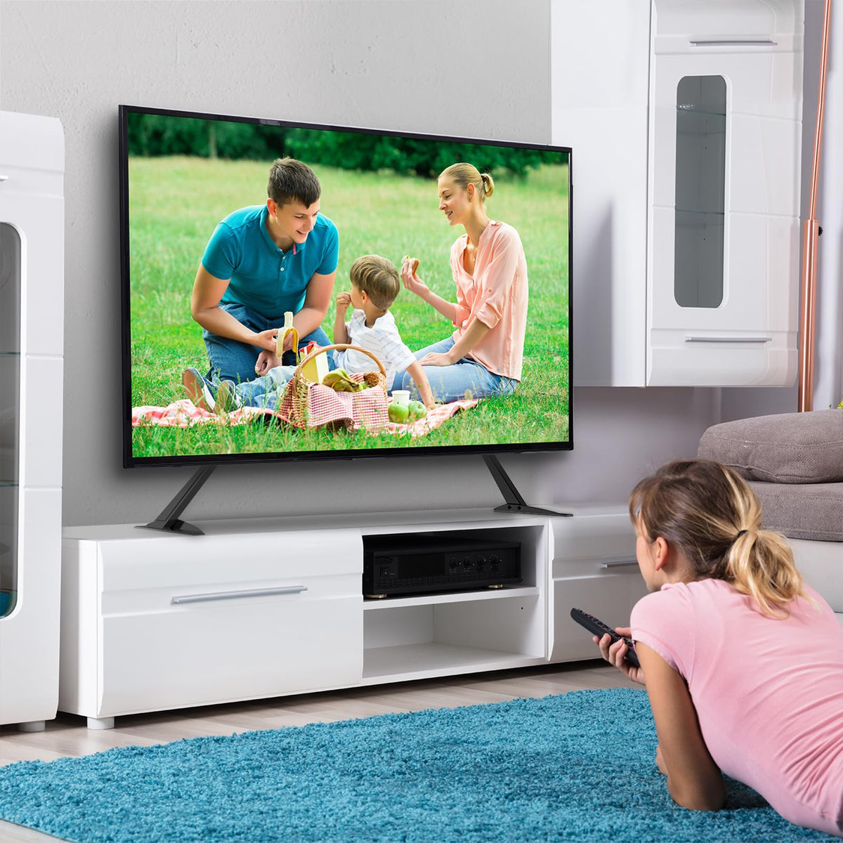 WALI stand includes easy two-step installation guide and hardware.