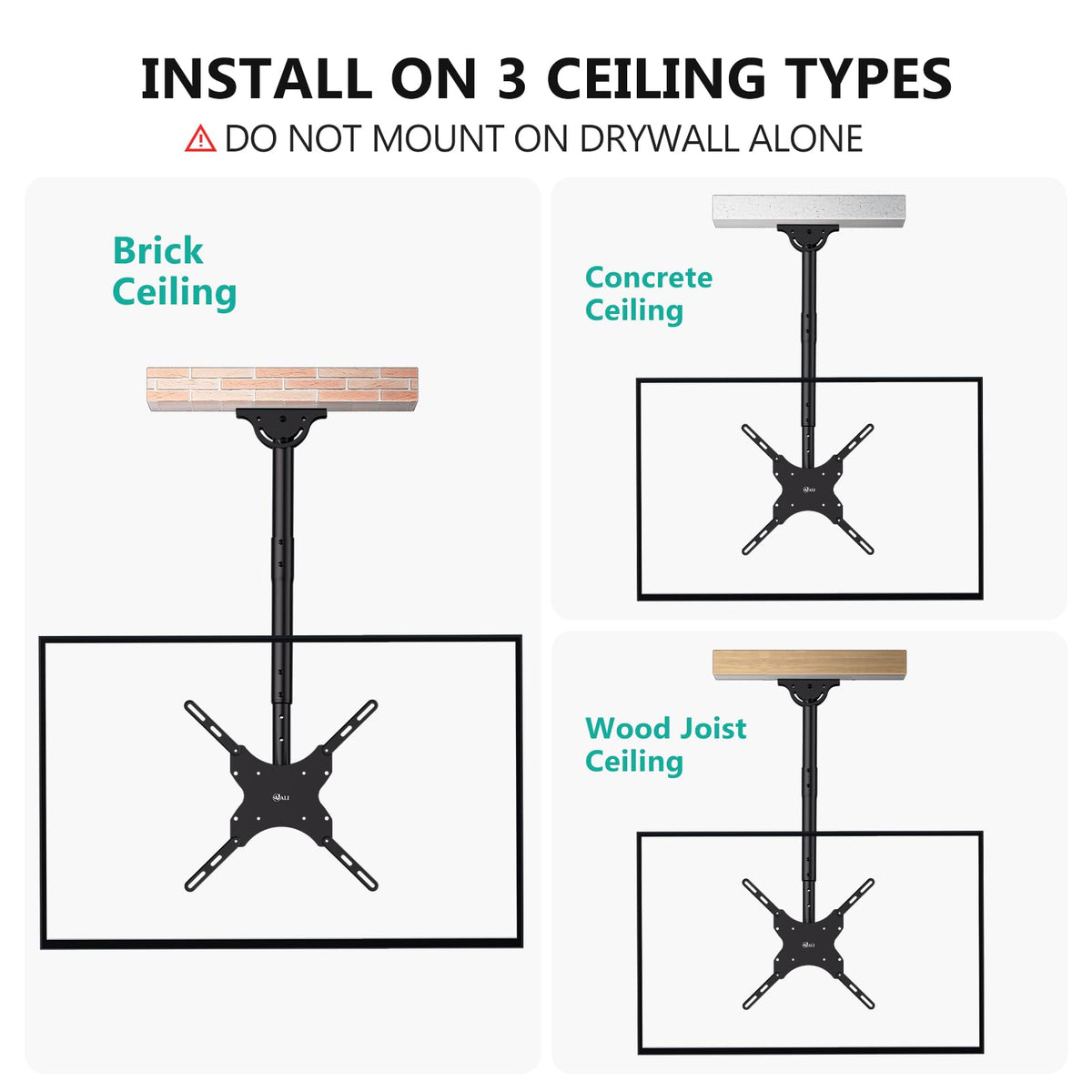WALI long-arm ceiling mount is ideal for high-ceiling rooms and multi-room setups.