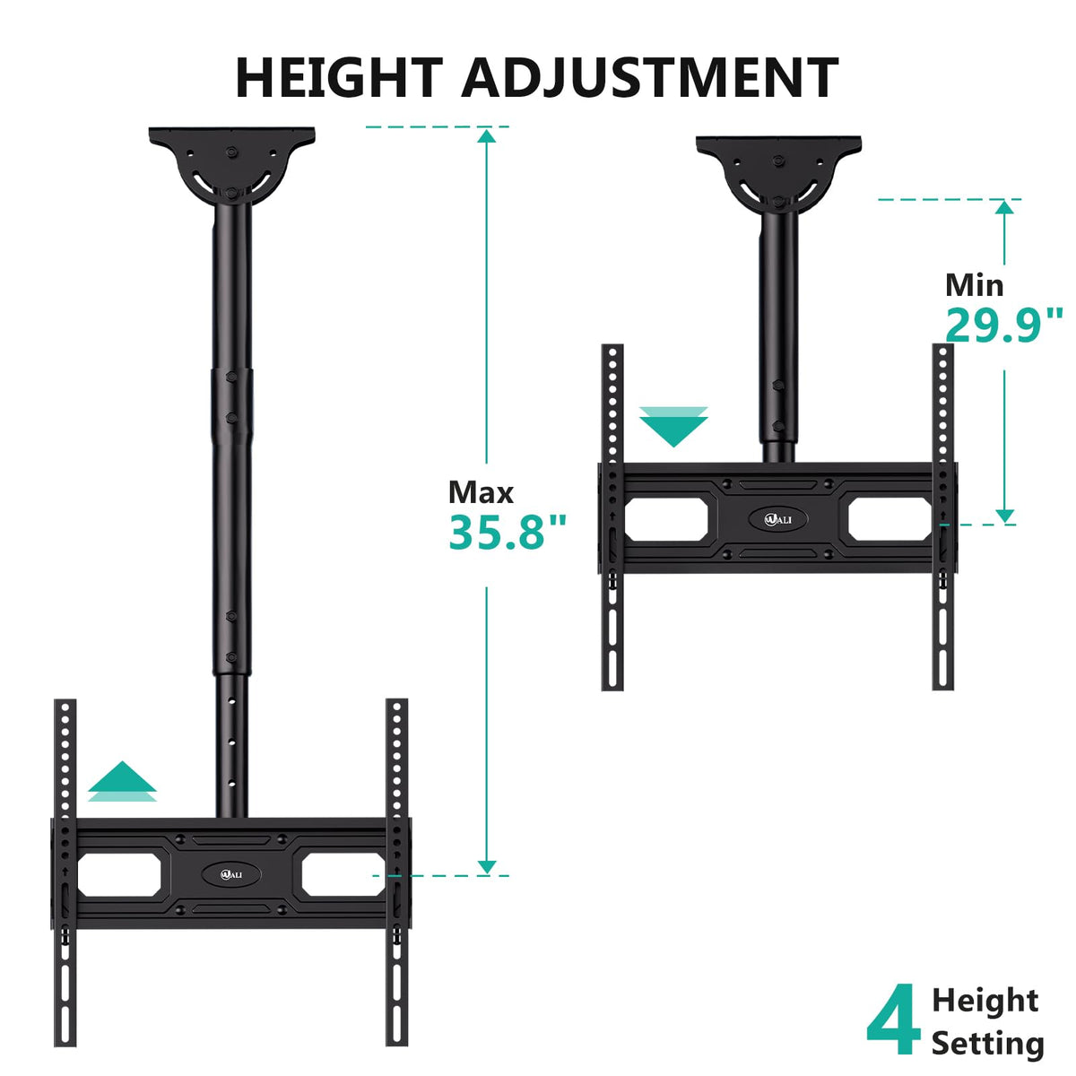 WALI VESA plate close-up showing bolt pattern compatibility and secure attachment benefit