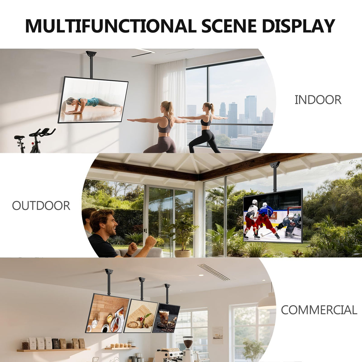 WALI full motion with 360° swivel and 25° tilt.
