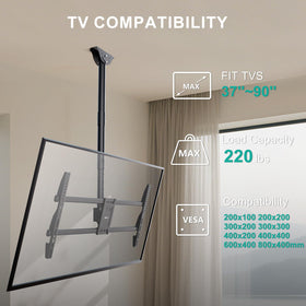 WALI ceiling mount supports up to 800x400 mm VESA patterns for broad compatibility.