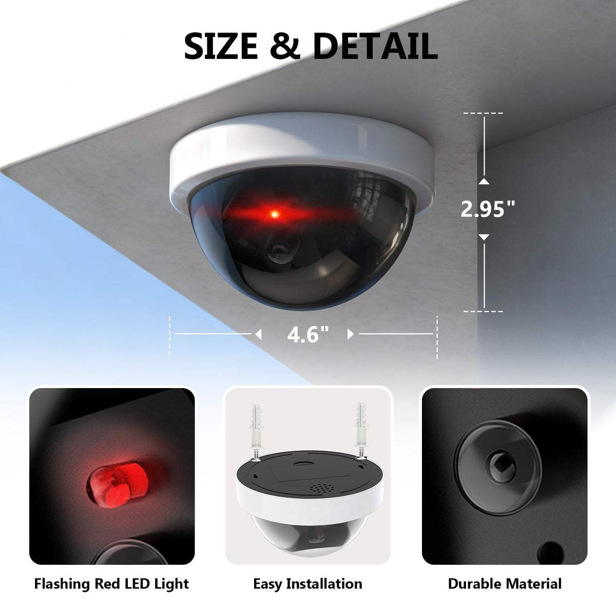 WALI dummy security camera white ceiling mount for easy installation.