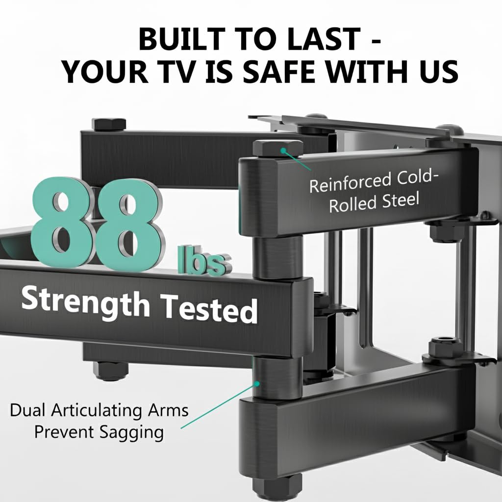 WALI extended arm with TV pulled out showing flexible viewing benefit