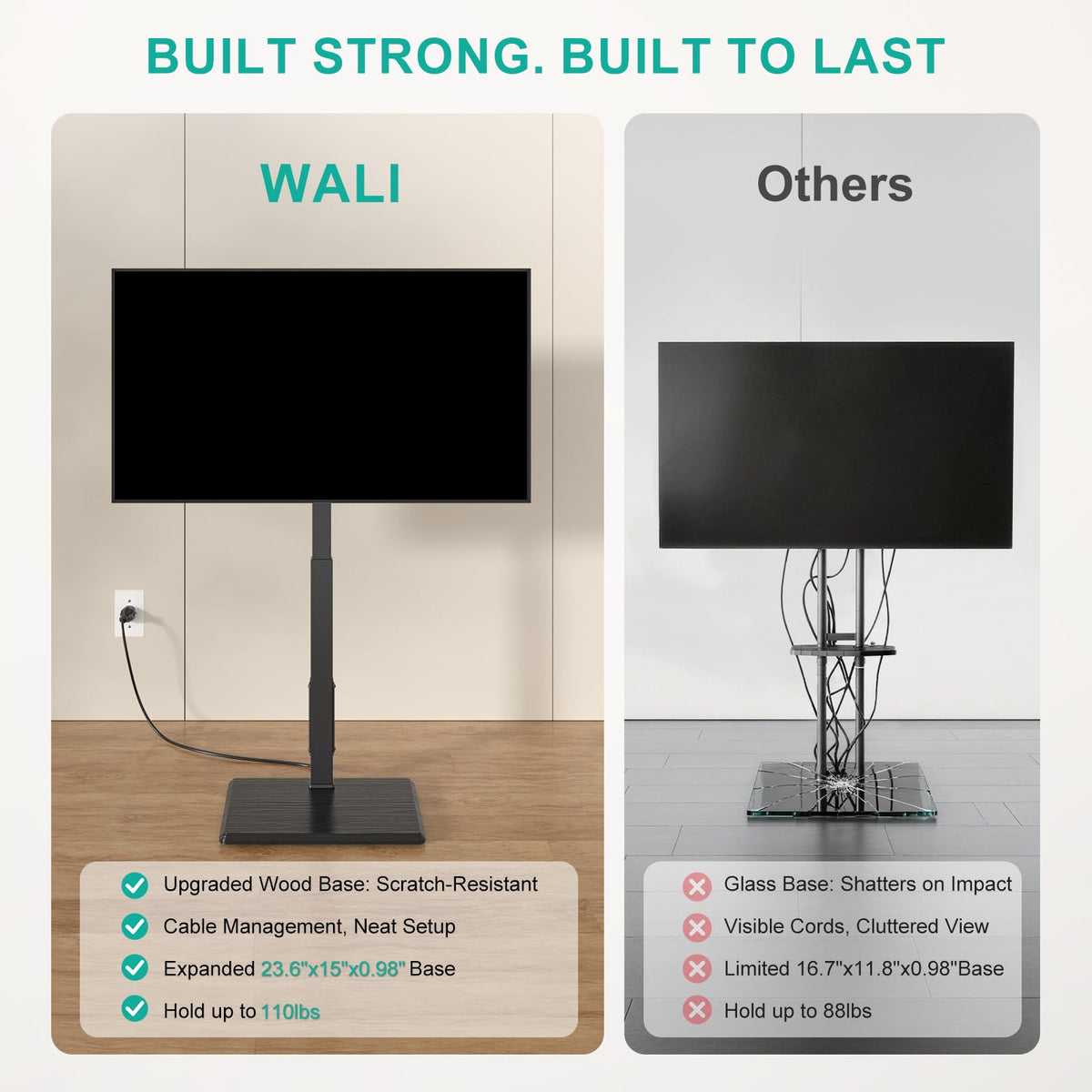 WALI floor TV stand dorm and living room setup ready
