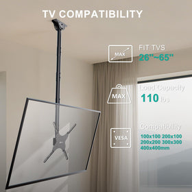 WALI long-arm ceiling mount swivels 360 degrees for flexible seating arrangements.