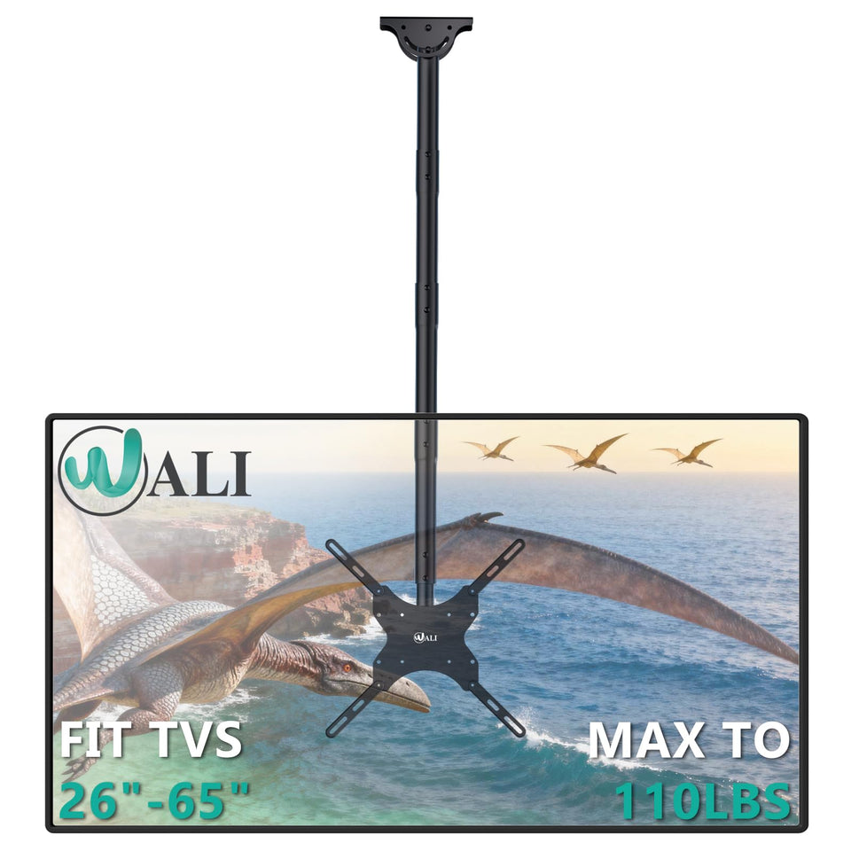 WALI long-arm ceiling mount tilts for comfortable viewing in any room.