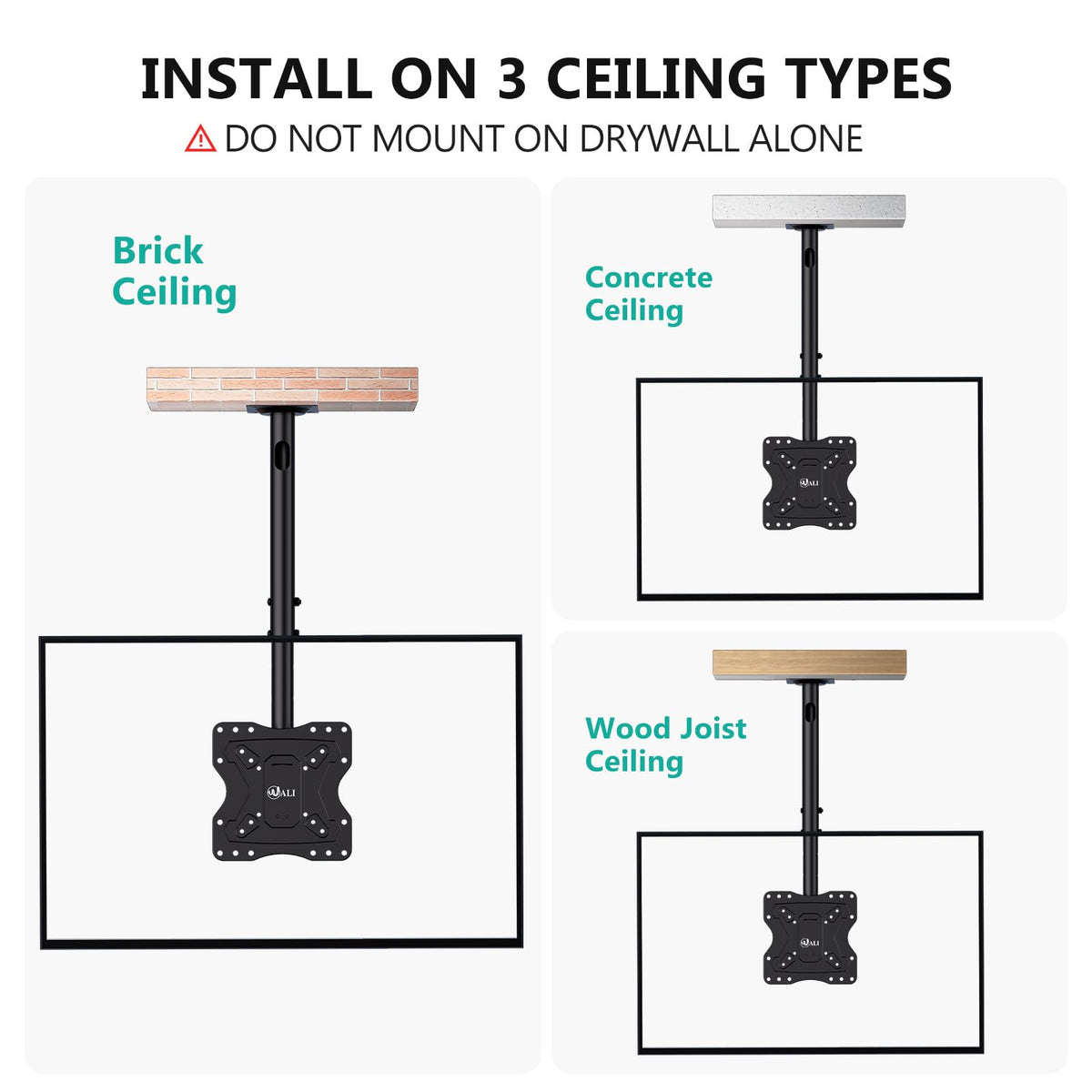 WALI hardware kit and user manual laid out to show included bolts and easy-install guidance