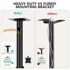 WALI mount side profile showing swivel range and low-profile look for tidy installations