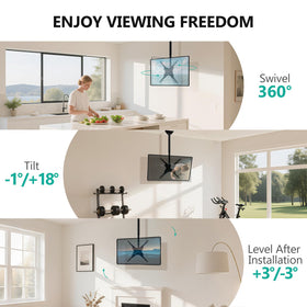 WALI TV mount rotated to show 360-degree swivel for flexible viewing