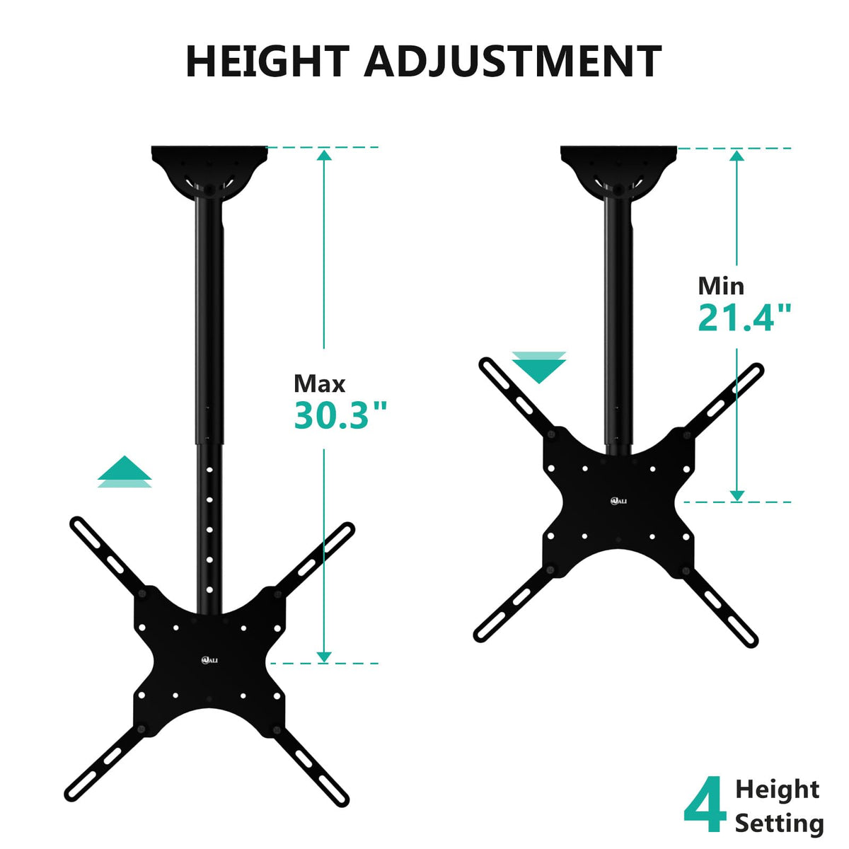 WALI tilted TV mount angle demonstrating reduced glare and adjustable tilt
