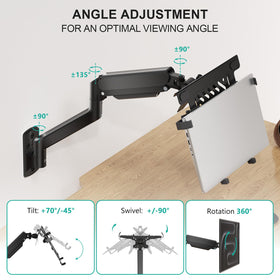 WALI side profile of mounted monitor, flexible viewing angles benefit