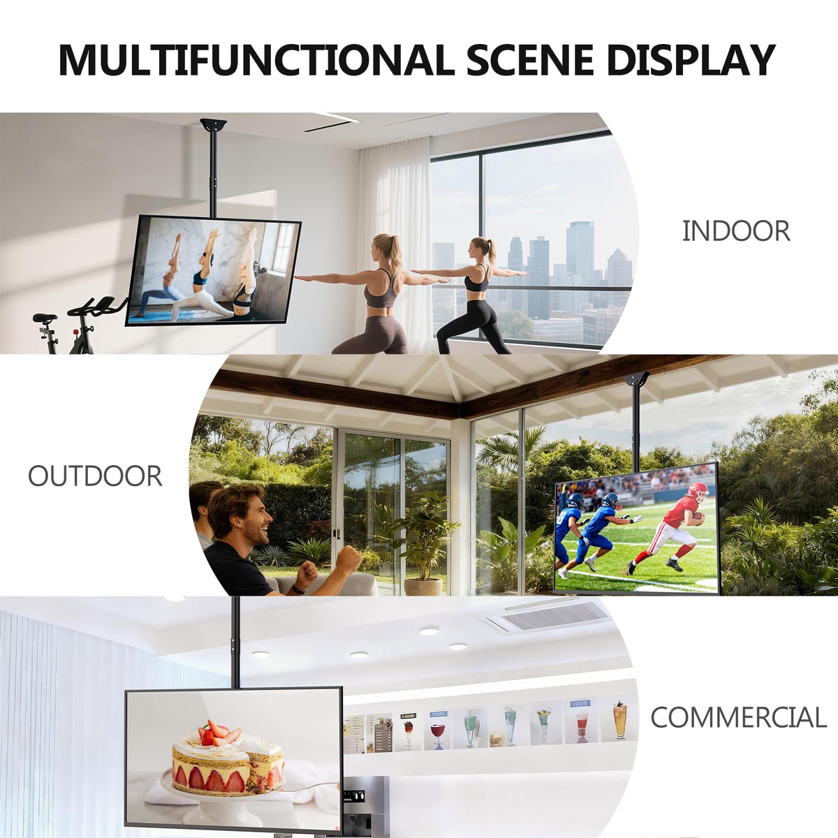 WALI space-saving ceiling mount ideal for homes bars gyms and offices.