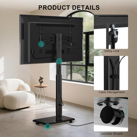 Safety locks secure the TV bracket during transit.