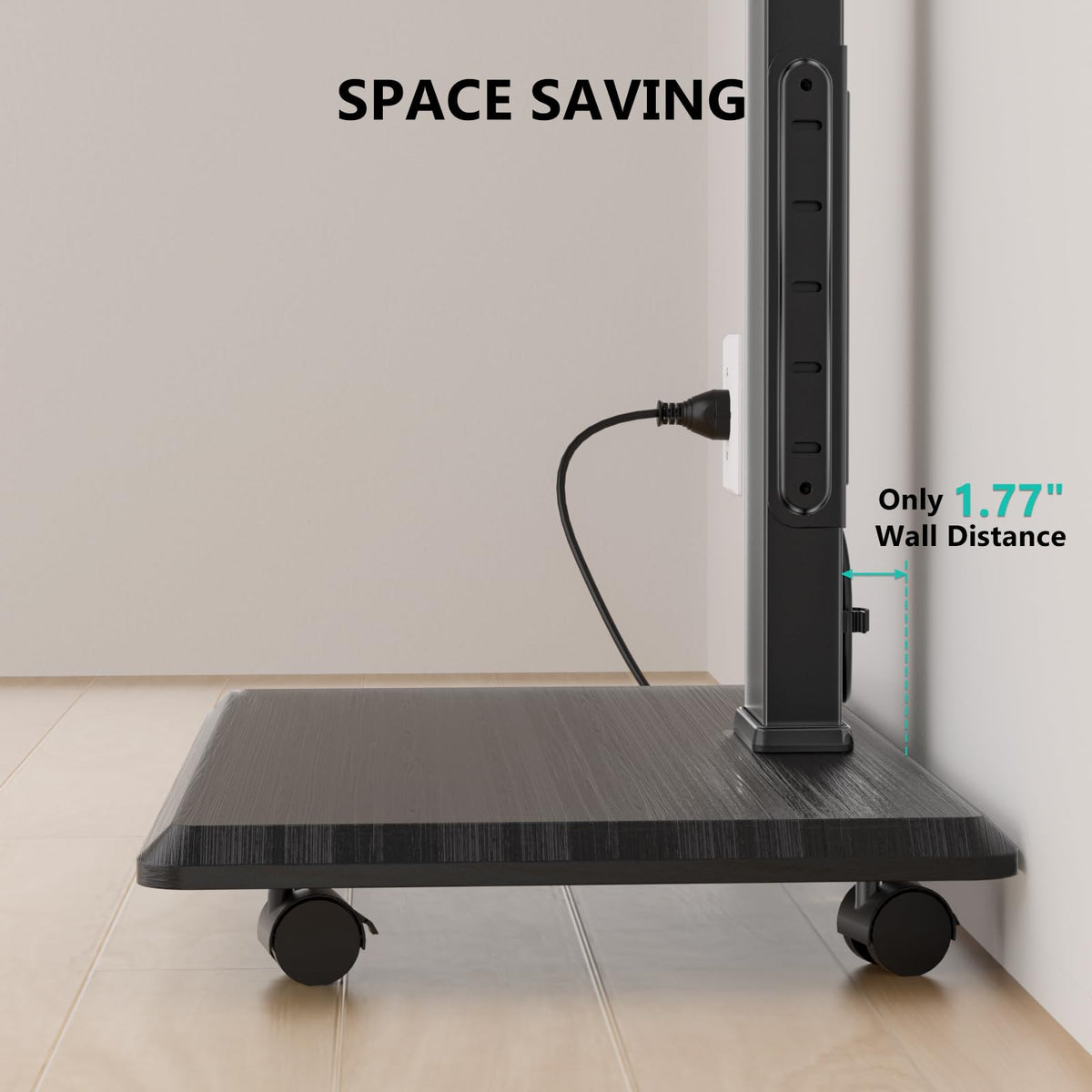 Integrated cable management helps keep cords organized.