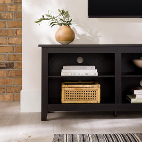 Open cubby on the right side of the Walker Edison Wren Classic 6-Cubby stand for decor