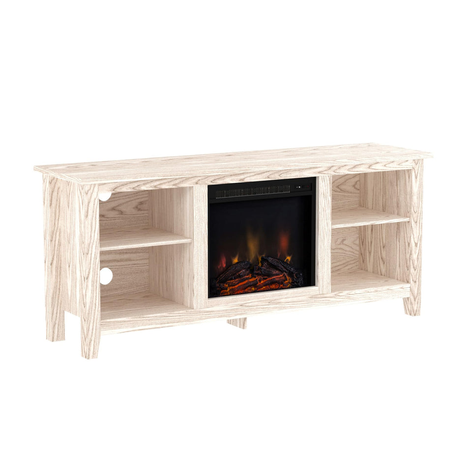Walker Edison Wren console front view with rustic white wash finish, ideal for media setup.
