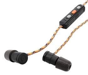 Aluminum earbuds snap magnetically for easy wear and storage.