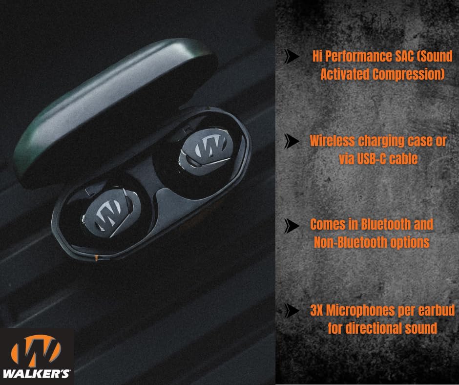 Close-up of Walkers Suppressor Earbuds highlighting comfort-fit design for extended wear.