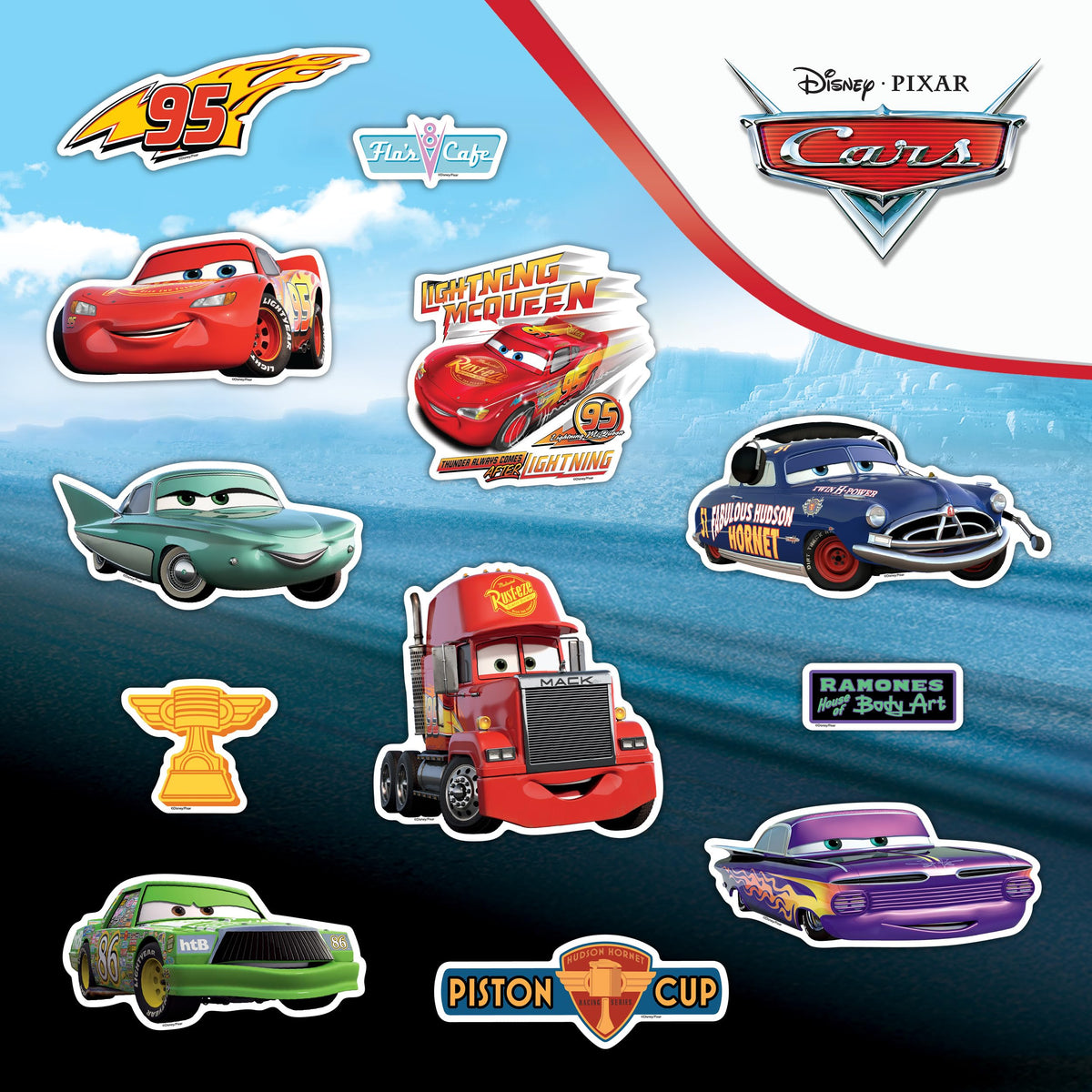 WALL PALZ Lightning McQueen decal for laptops and bottles with durable vinyl