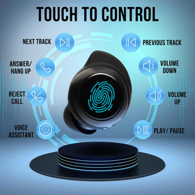 WALLA SOUND hand tapping earbud touch surface for playback and call control ease