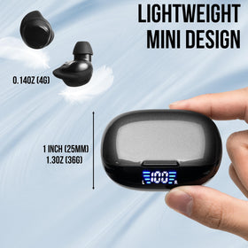 WALLA SOUND earbuds beside a coin for size comparison and travel convenience