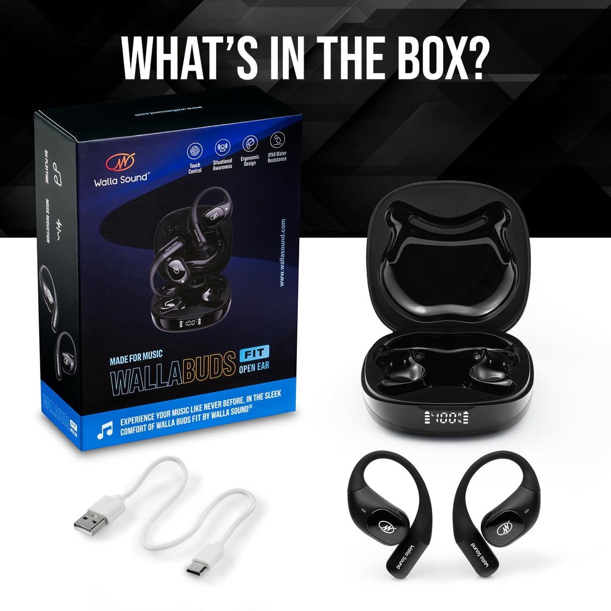 WALLA SOUND Wallabuds open-ear comfort for workouts and commutes.