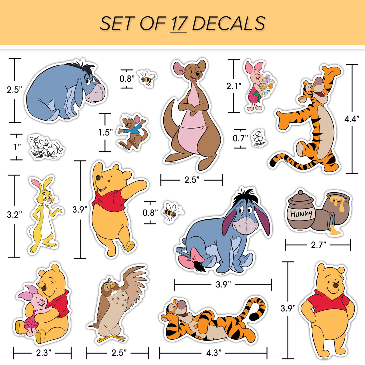 WALL PALZ Winnie the Pooh Eeyore thoughtful decal suits notebooks and water bottles with calm notes.