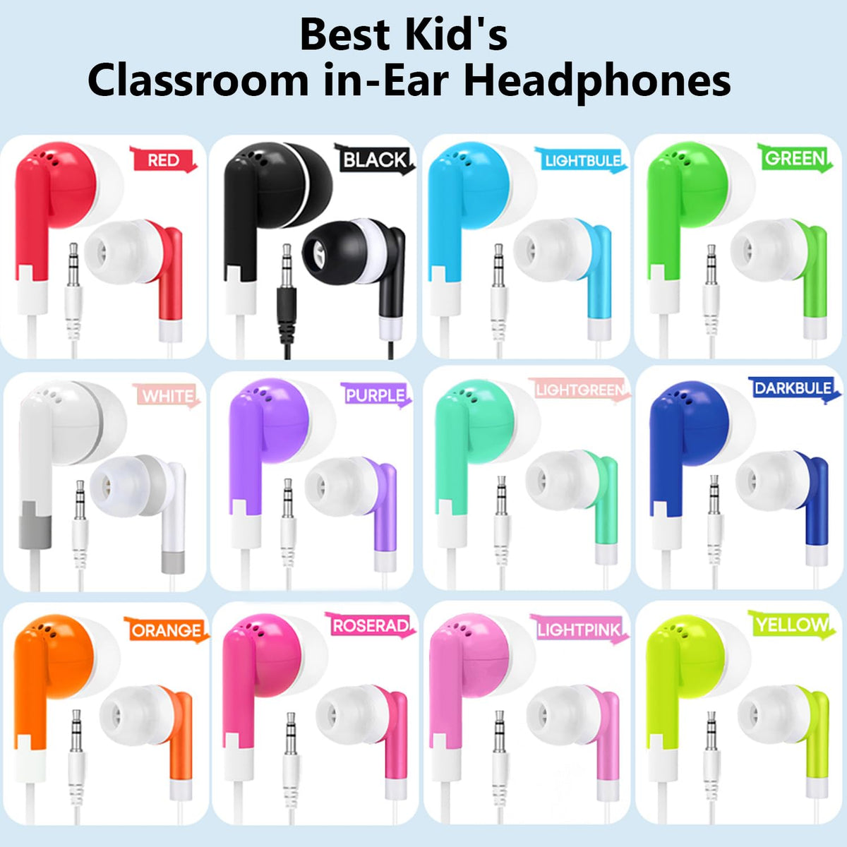 Waneni classroom earbuds in multi-color design aid quick distribution