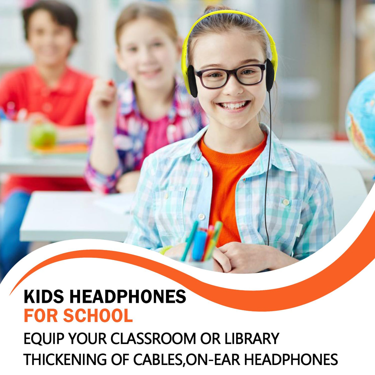Waneni headphones in classroom use demonstrating organized group audio learning