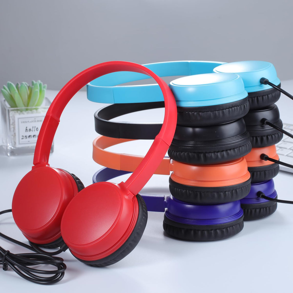 Waneni classroom storage box with headphones for neat inventory management