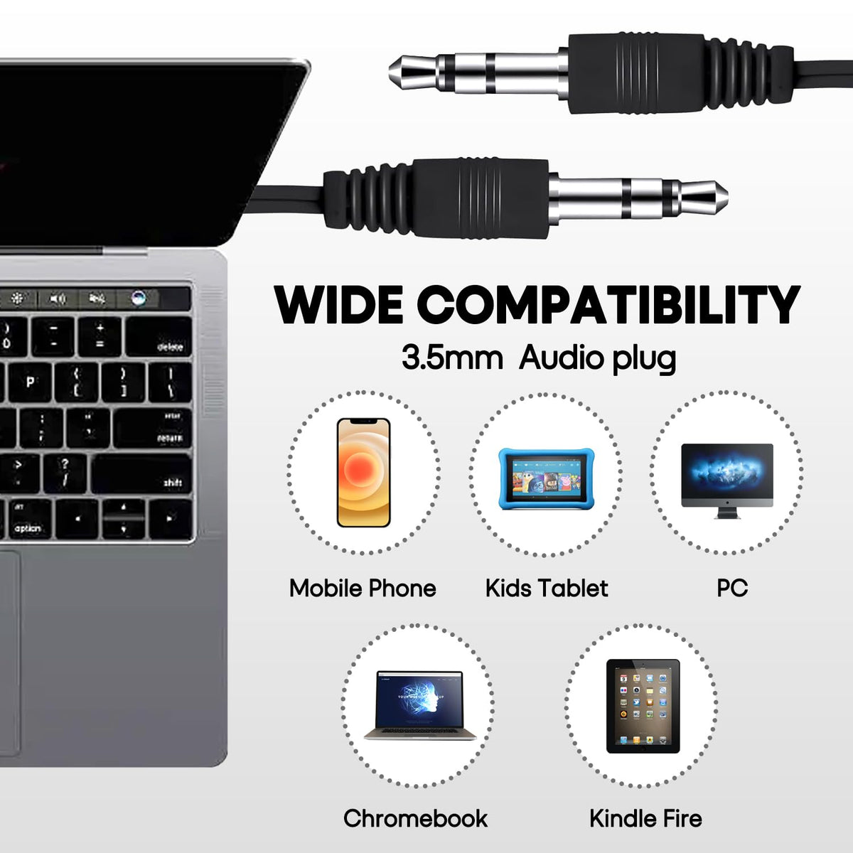 Waneni wired-design earbuds, no charging needed for continuous use.
