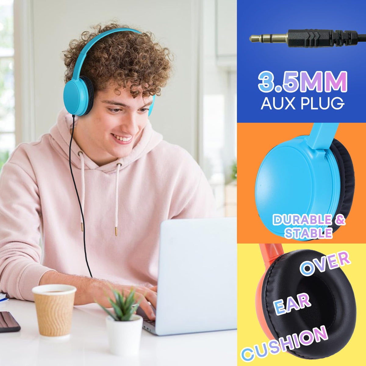 Waneni headphones in use by student showing comfortable focus during lessons