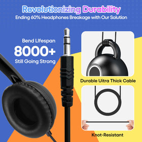 Waneni Kids Headphones 5-Pack black on-ear, durable for daily use.