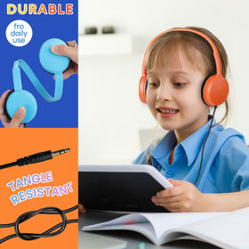 Waneni Kids Headphones 5-Pack purple on-ear, easy distribution in classrooms.