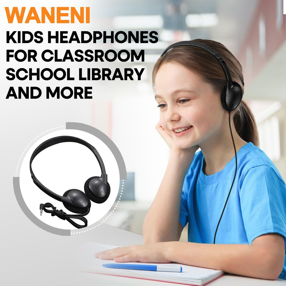 Durable cable and rugged build suitable for daily classroom activities.