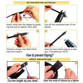 Wang-Data PET black sleeve installed in a car wiring setup