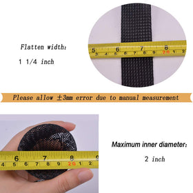 Wang-Data PET black sleeve with dimensions shown for 100 ft length