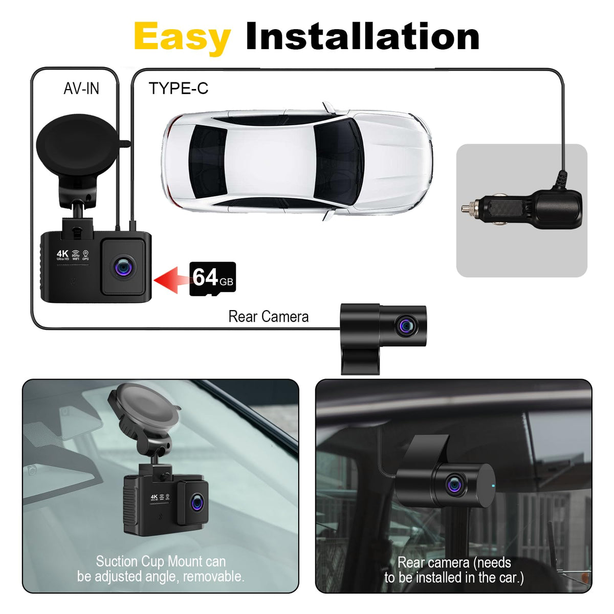 WANLIPO accessories with included 64GB card for out-of-the-box recording