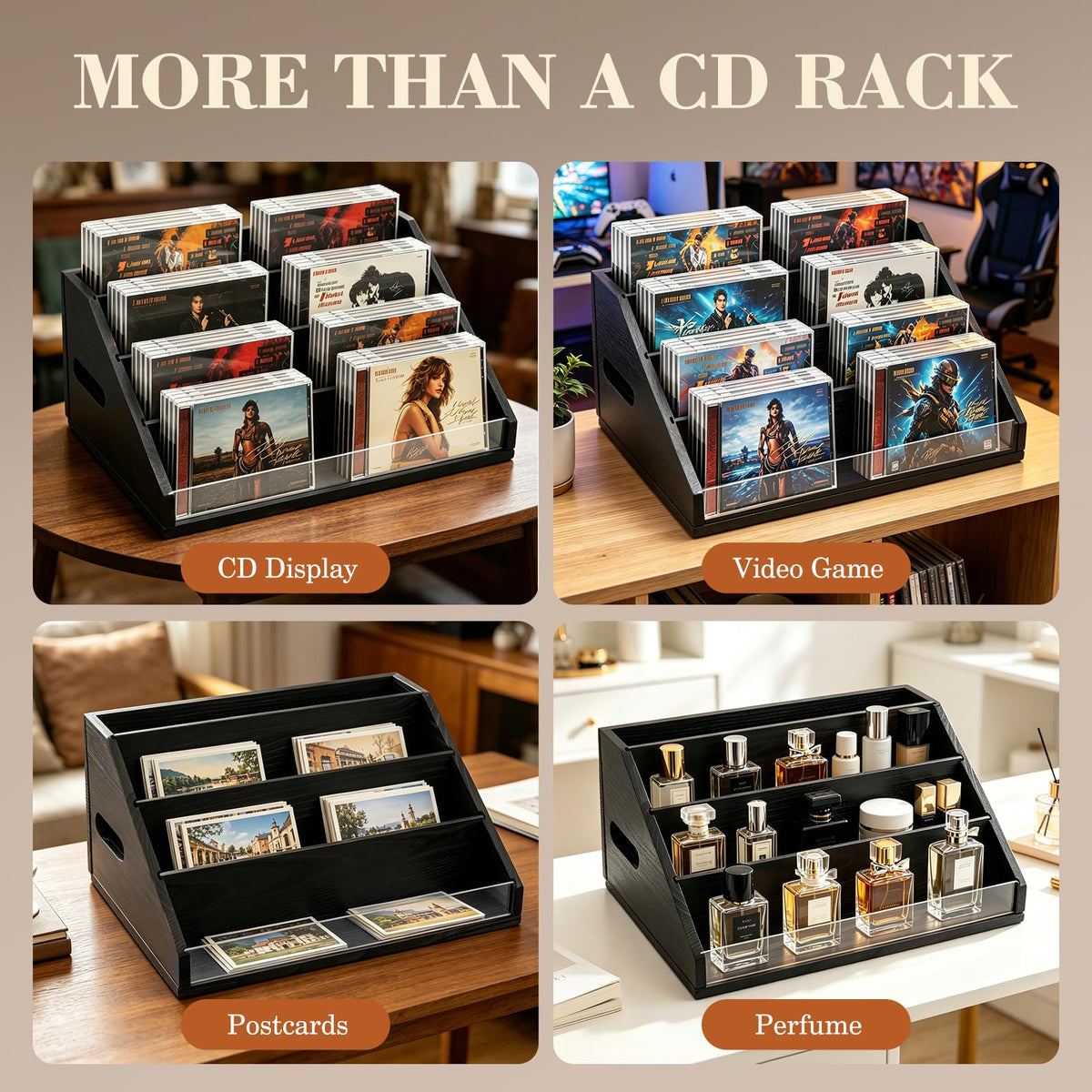 Wanyshapy compact DVD and vinyl storage stand saves surface space
