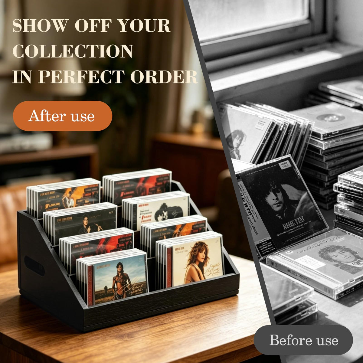 Wanyshapy space-saving media rack fits on desks and nightstands
