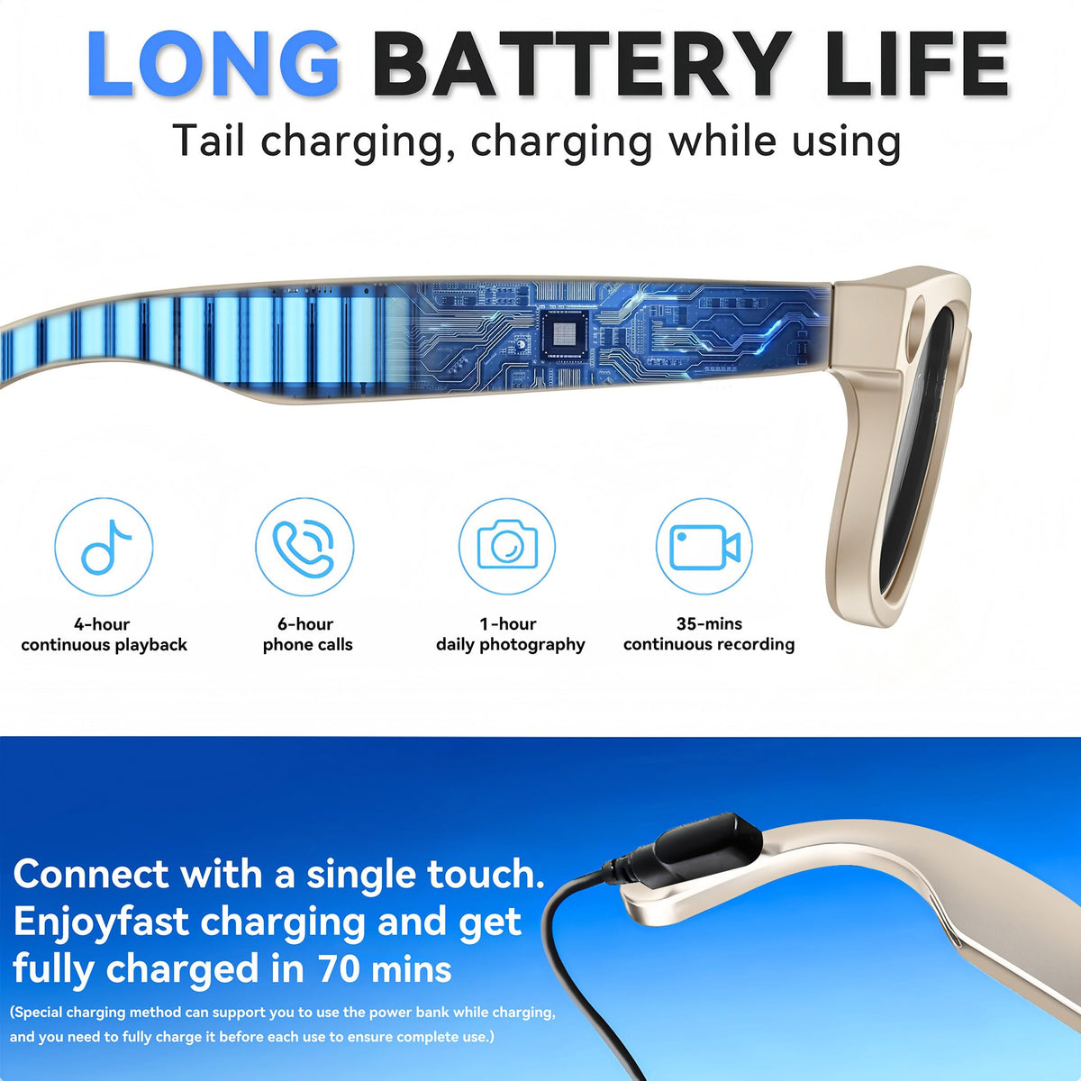 Warchody AI glasses outdoor use with glare reduction sunglasses lens