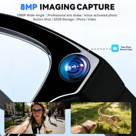 Warchody open-ear audio glasses delivering hands-free music and calls.