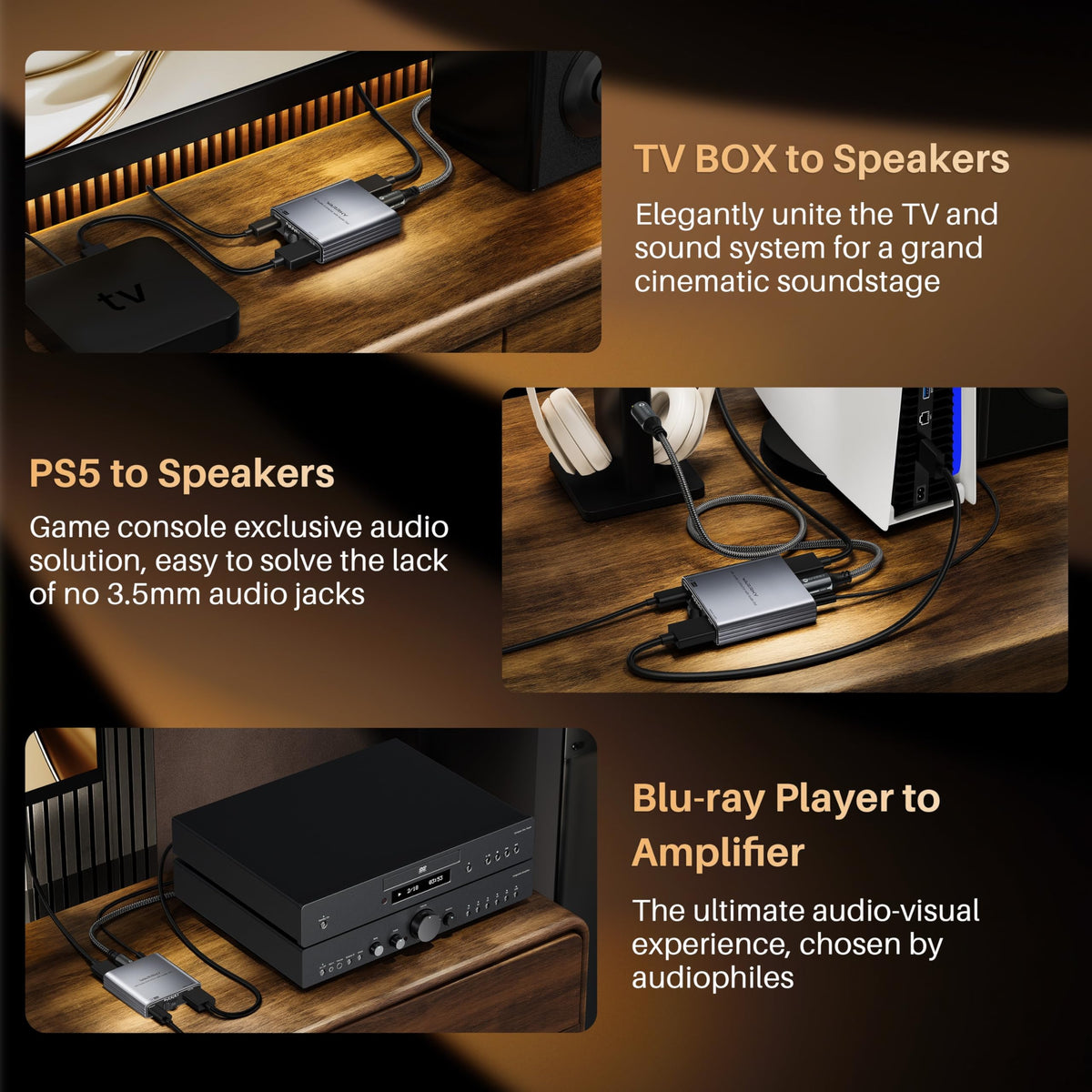 WARRKY optical S/PDIF close-up enabling high-quality digital audio output