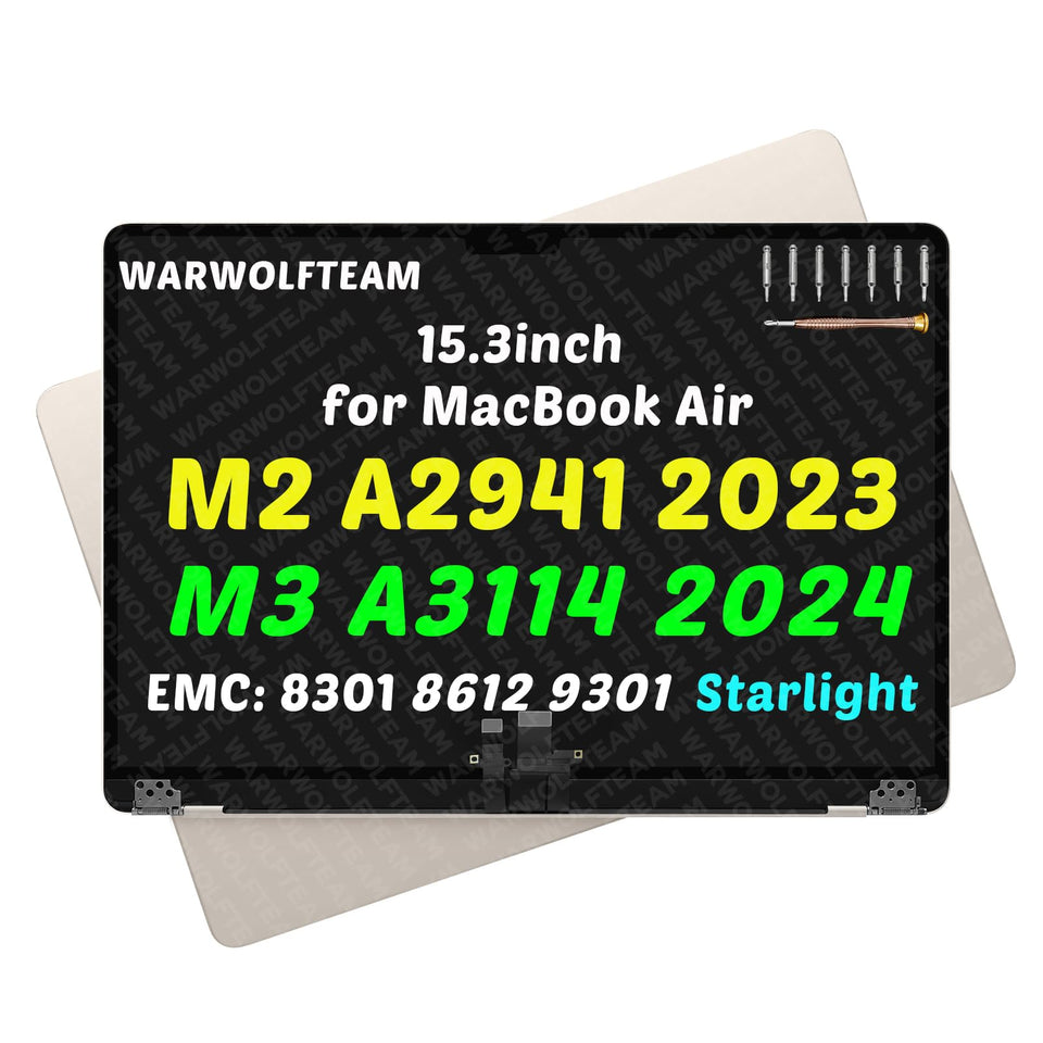 WARWOLFTEAM 15.3-inch screen assembly for MacBook Air in Starlight, vivid clarity